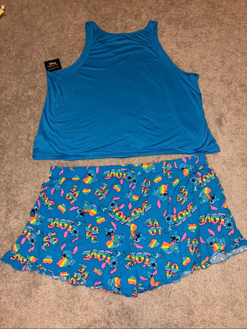 Disney Stitch 'LOVE' Tank & Rainbow Heart Shorts Pajama Set.Pride Collection. 3X - Picture 7 of 7